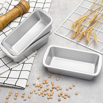 Patelai 4 Pack Small Loaf Pans for Baking Bread Non Stick Bread Pan Rectangle Baking Tray Toast Mold (Silver,7.2 x 3.7 Inch)