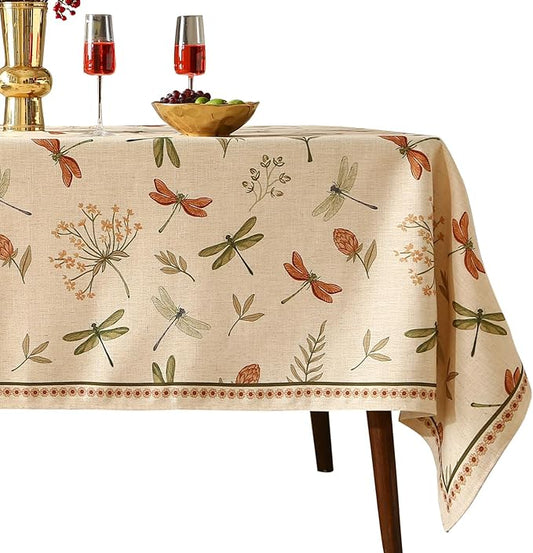ISAENNE Designer Floral Linen Square Tablecloth,French Off White Elegant Table Cloth,Fall Washable Home Decor Tablecloths for Dining Thanksgiving Kitchen Christmas Party,67"*67"-Grace B