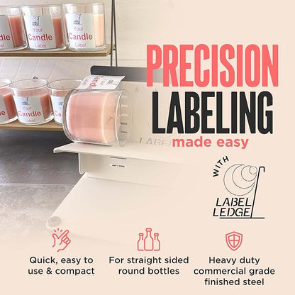 The Label Ledge – Original Patented Candle Label Applicator Tool (Made in USA) | Precise Label Placement Tool for Jars, Bottles & Candle Vessels