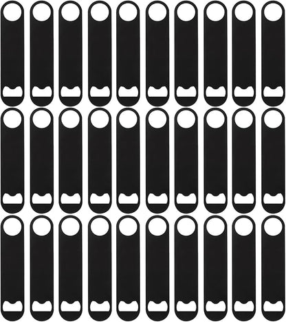 30 Pcs Flat Bottle Opener 7 Inch Black Stainless Steel Beer bottle Openers Heavy Duty Bar Blade Solid Bottle Cap Opener Funny Bartender Bottle Opener for Kitchen Restaurant Party Supplies