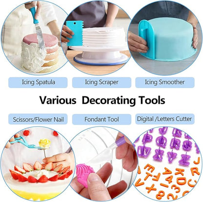 722pcs Cake Decorating Kit - Baking Supplies with Springform Pans, Cake Rotating Turntable, Icing Piping Bags and frosting Tips Set - Cake Decorating Tools for Beginners