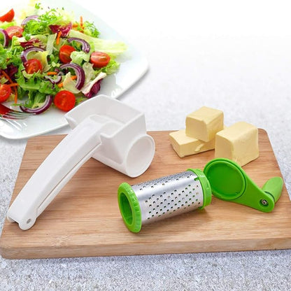 LHS Rotary Cheese Graters for Kitchen, Professional Manual Crank Handheld Cheese Grater with Stainless Steel Drum for Grating Hard Cheese, Chocolate, Nuts and More（Green）