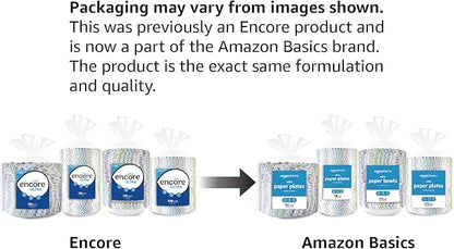 Amazon Basics Ultra Paper Plates, 8.62 Inch, Disposable, 64 Count