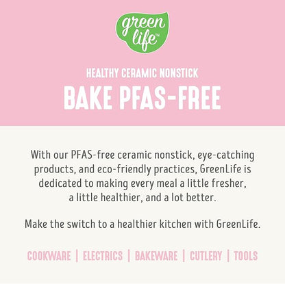 GreenLife 6 Piece Nonstick Bakeware Set, Non-Toxic PFAS-Free Ceramic Oven Pans, Dishwasher & Oven Safe to 450°F, Easy Release Baking Sheet, Loaf Pan, Rectangle & Round Cake, Muffin Pan, Pink