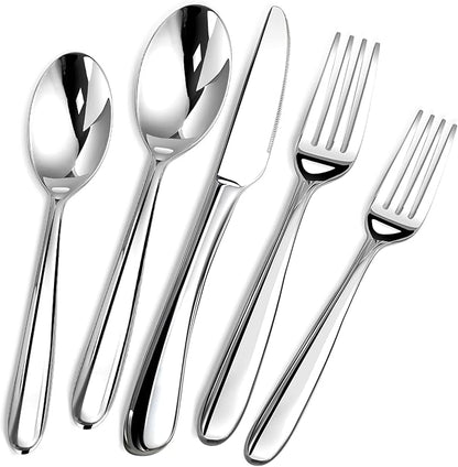 Heavy Duty Silverware Set for 12, 60 Piece Premium Stainless Steel Flatware Utensils Cutlery Set Including Steak Knife Fork and Spoon, Dishwasher Safe, Gift Package for Wedding Housewarming