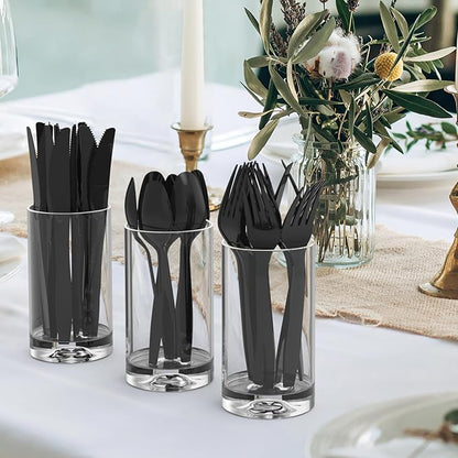 360 Count Black Plastic Spoons Disposable, BPA-Free, Heat Resistant, Solid and Durable Disposable Spoons Heavy Duty Bulk, Premium Spoons plastic disposable for Party Supply