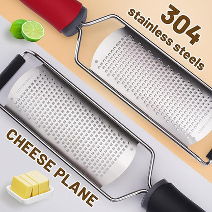 Cheese Grater Lemon Zester, Stainless Steel Grater Citrus Zester Tool for Parmesan Cheese Lemon, Ginger, Cheese, Nutmeg, Potato, Chocolate and Garlic, With Protective Cover-2 Pack