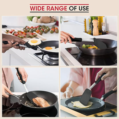 Unicook Flexible Silicone Spatula, 600°F Heat Resistant Silicone Turner for Nonstick Cookware, Essential Kitchen Cooking Utensil, Ideal for Flipping Eggs, Pancake, Burgers, Crepes and More, Medium