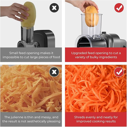 Electric Cheese Grater, Salad Maker With 6 Different Shapes of Blades, 250W Electric Slicer Shredder, Electric Salad Machine for Cheeses, Fruits, Vegetables