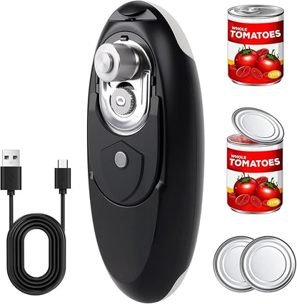 Electric Can Opener, Can Opener Electric Fits All Can Sizes, One Touch USB Rechargeable Electric Can Opener for Kitchen and Seniors with Arthritis, Chef, Automatic Can Opener, Portable Kitchen Gadgets
