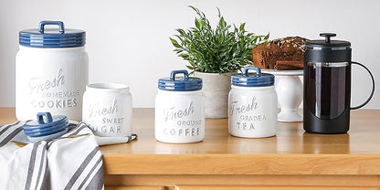 DII Kitchen Accessories Collection Ceramics, Jar Canister Set, Blue, 3
