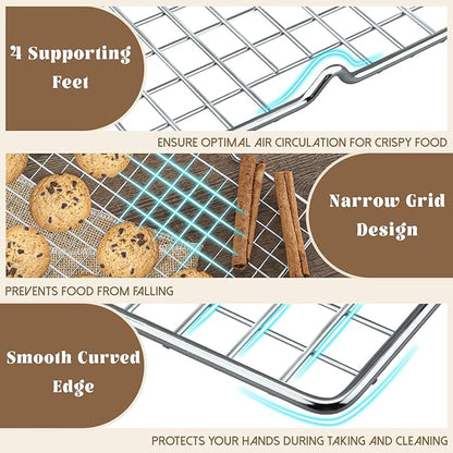 Cooling Racks for Cooking and Baking - 3PCS 16" x 10" Premium Stainless Steel Wire Cookie Cooling Rack for Baking, Roasting, and More - Oven & Dishwasher Safe - Fits Jelly Roll Pan