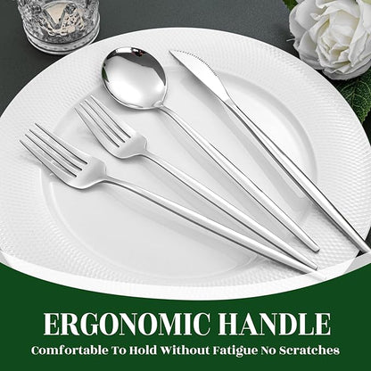 NOCCUR 40-Piece Stainless Steel Silverware Set for 8 - Utensils Set Include Knives Spoons and Forks - Mirror Polished for Home&Party