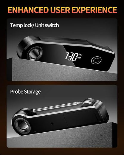 2025 Upgrade Meat Thermometer Digital for Cooking, 0.5s Instant Read Food Thermometer, ±0.5 ℉ Accuracy Kitchen Thermometer, Large LED Display, IP67 Waterproof for Grill, BBQ, Oven, Brewing, Baking