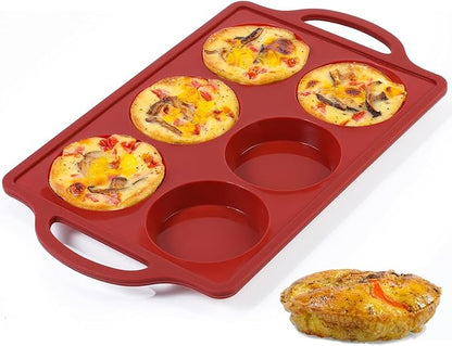 CAKETIME Muffin Top Pan, 3 Inch Metal Reinforced Frame Silicone Egg Molds for Breakfast Sandwiches Non Stick Round Silicone Egg Pan for Baking English Muffins, Whoopie Pies, Corn Bread, Tarts Brown