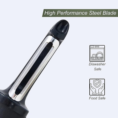 Premium Vegetable Peeler - Soft Grip & Ergonomic Handle - Skin Peeler for Veggies & Fruits - Dishwasher Safe I-Shape Potato Peeler - Black