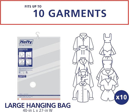 Hefty Shrink-Pak Vacuum Storage Bags - Space Saver for Under Bed Storage, Clothing and Comforters, 3X More Storage Space - 3 Large Hanging Bags