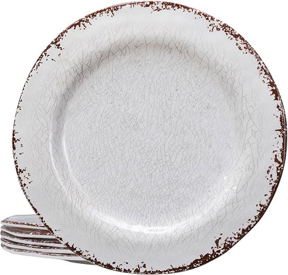 LEHAHA 6 Piece White Dinner Plate Set, 11” Durable Melamine Plates, 6 Piece Camper RV Dishes Set for Formal and casual dining, Lightweight and Chip Resistant, Dishwasher Safe