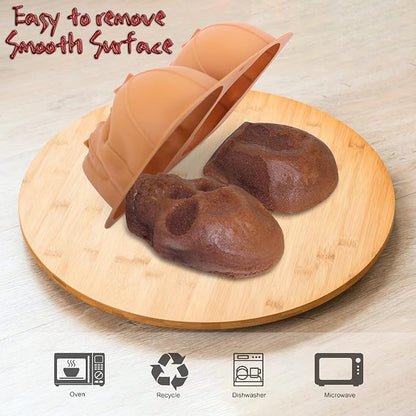 Skull Cake Mold, Extra Large 8.5inch Skull Silicone Cake Pans for Baking Candy Chocolate Halloween Party