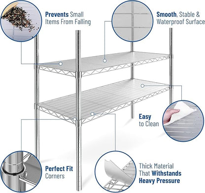 Shelf Liners for Wire Shelf System: Set of 5 in Graphite: 18 x 42 inch: Plastic Wire Shelving Shelf Mats