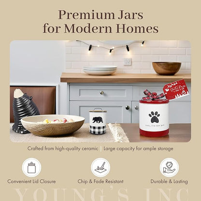 Young's Inc. Ceramic Honey Bee Cookie Jar with Lid and Handle – Honeycomb Design, 5.75" x 5.83" x 7.87", Decorative and Functional Kitchen Storage - Tea Canister