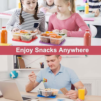 Caperci Original Lunchable Snack Containers - Bento Snack Boxes with 5-Compartment, Reusable Food Containers for School, Work and Travel, BPA-Free, Set of 4 (Classic)
