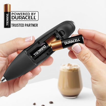 Zulay Kitchen Patented Tornado Triple Whisk Milk Frother with 2 Duracell Batteries – Handheld Foam Maker for Coffee, Lattes, Matcha & Hot Chocolate – Rich, Creamy Froth in Seconds