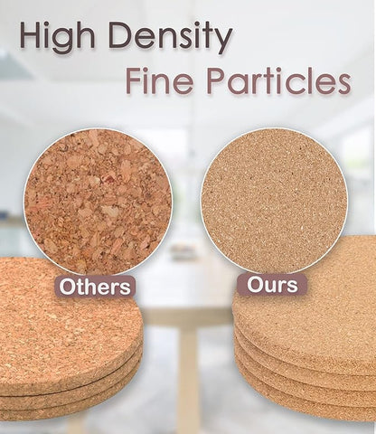 Cork Trivet, High Density Fine Particle Thick Cork Trivets for Hot Dishes, 8 Inch Heat Resistant Cork Coaster, Cork Placemats Cork Hot Pads for Hot Pots and Pans, 4 Pcs