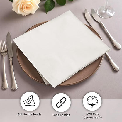 Urban Villa Cloth Napkins Ivory Dinner Napkins Set of 12 (18X18 Inches) 100% Cotton Absorbent Washable Durable Reusable Cloth Napkins Ideal for Farmhouse Party Thanksgiving Harvest Fall Dinner Napkins