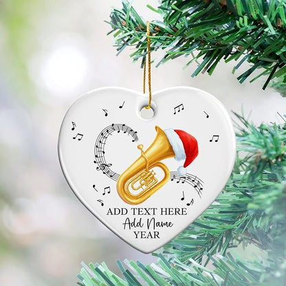 Customized Tuba Instrument Christmas Ceramic Ornament 2025, Tuba Player Christmas Tree Ornaments, Personalized Tubaist Xmas Ornament with Text Name & Year, Gifts for Men Women Music Lovers