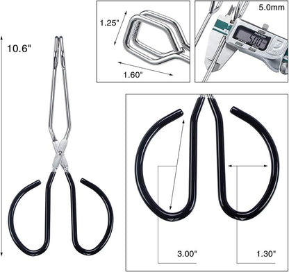 MSY BIGSUNNY Stainless Steel Scissor Tongs Heavy Duty Cooking Tongs with Soft Handles (2, black 10" + 10")
