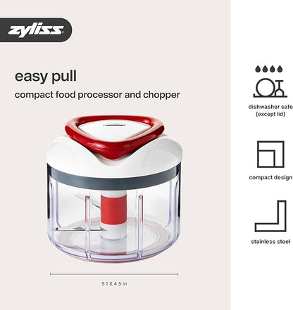 Zyliss Easy Pull Food Chopper and Manual Food Processor - Hand-Held Slicer & Dicer for Fruits & Vegetables - Easy Pull Manual Food Chopper - Cooking Gadgets & Kitchen Essentials - Easy Pull 2.0