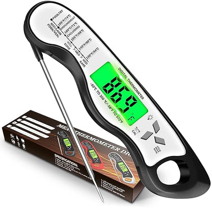 Meat Thermometer Digital，IP67 Waterproof Cooking Thermometer with Backlight, Calibration & Hold Function，Food Thermometer for Cooking,Outdoor Grilling，Suitable as Stocking Stuffers for Men