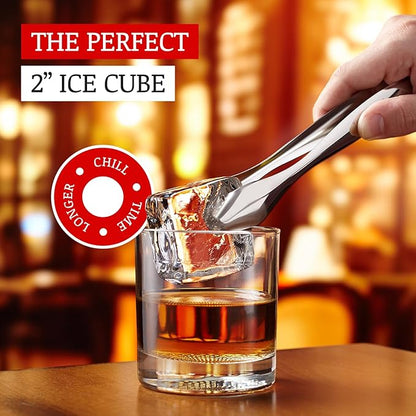 Clear Craft Ice Cube Maker – Square Ice Cube Mold makes 10 Large 2" Crystal Clear Ice Cubes for Whiskey, Cocktails – Slow Melting, Easy Release, Large Ice Cube Tray