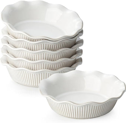 getstar Ceramic Mini Pie Pan Set of 6, Small Pie Dish for Baking, Non-Stick, Oven & Dishwasher Safe, Quiche Baking Dish, Pie Plate, Deep Dish Pie Pan (Stripes)