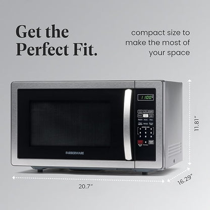 Farberware FMWO11AHTBKB 1.1 Cu. Ft. Countertop Microwave Oven, Stainless Steel