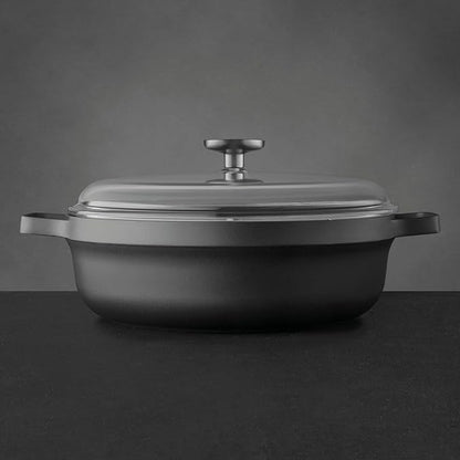 BergHOFF GEM Nonstick 11" Sauté Pan 4.9qt., Sturdy 2-Handle, Glass Lid, Ferno-Green, Non-Toxic PFOA-Free Coating, Ovensafe