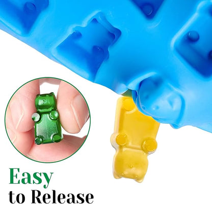 Gummy Candy Molds with 2 Droppers, Silicone Molds Include Bear, Dinosaur, Heart, Donut, 4 Pcs, 201 Cavities