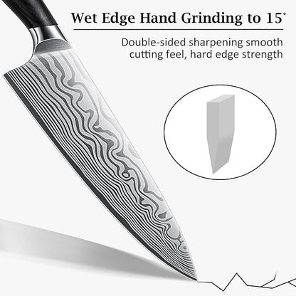 HOSHANHO 8 Inch Chef Knife, Ultra Sharp High Carbon Powder Steel Kitchen Knife, Professional Japanese Chef's Knife with Ergonomic Pakkawood Handle