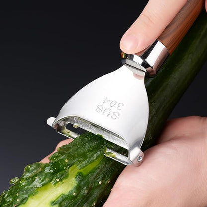 Vegetable Peeler - Stainless Steel Y-shaped peeler Non-Slip Wood Grain Handle - Efficient for Potatoes, Apples & Fruits - Durable Kitchen Tool