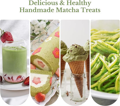 Matcha Whisk Sets, 5 Pcs Handmade Ceremony Matcha Kit, Ceramic Matcha Bowl with Spout, Whisk Set for Making Matcha, Gift for Lover, Family, Friends, Tea Enthusiasts