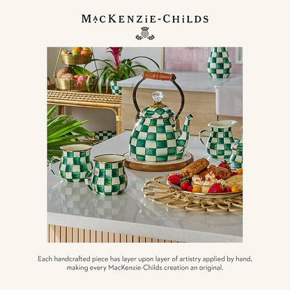 MACKENZIE-CHILDS Mini Enamel Canister, Kitchen Storage Container with Lid, Green-and-White Emerald Check