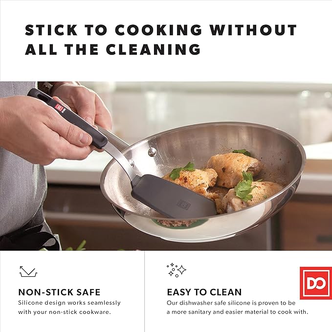 DI ORO Spatulas for Kitchen Use - Forever Warranty - 600°F Heat Resistance Silicone - Turner Spatula Set for Cooking - BPA Free Wide Pancake Spatulas - Egg Flippers for Nonstick Cookware Safe (2pc)