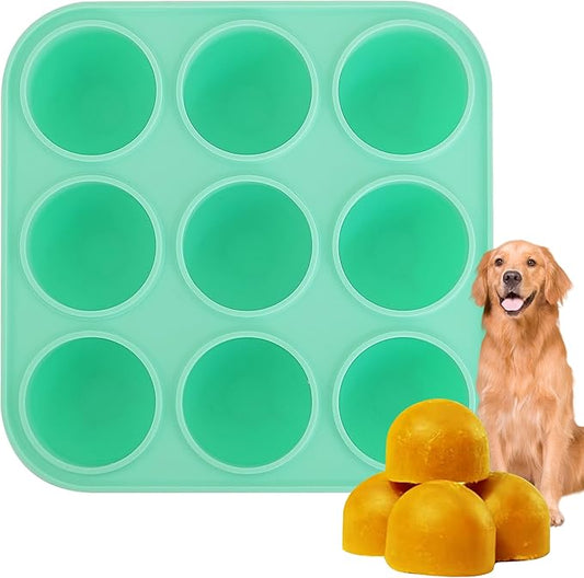 9Cavities Silicone Dog Treat Mold for Woof Pupsicle & Power Chewer Pupsicle, Frozen Dog Treat Molds for Making Refill Treats, Reusable Treat Tray for The Pupsicle Toy 25-75lbs (Extra Large)