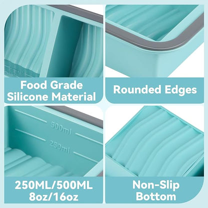 Silicone Freezer Trays with Lids 2 Cup Soup Freezer Containers Molds with 10 Large Freezer Bags, 2 Pack Ice Cube Trays for Freezing Soups, Stews, and Sauces, Dishwasher Safe