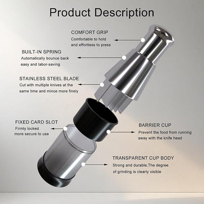 Manual Pressed Chopper,Multifunctional Manual Garlic Press,Stainless Steel Hand Food Chopper for Mincing Garlic Press Stainless Steel,Mini Dicer Food Choppers(1 PCS)