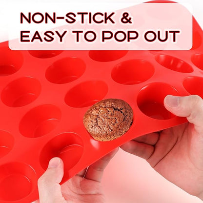 2 Pcs Muffin Pan Silicone Molds, Cupcake Pan Silicone Molds, Non-Stick Baking Molds for Making Muffin, Cakes, Cupcake, Tart, Chocolate