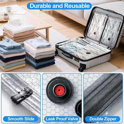 18 Pack Vacuum Seal Bags for Clothing Travel with Wireless Electric Air Pump, 6 Large +6 Medium +6 Small, Reusable Space Saver Bags for Luggage and Suitcase, Cruise & Travel Essentials