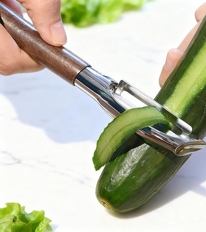 Ugotit Premium Vegetable Peeler, I Type 304 Stainless Steel Swivel Blade, Potato Eye Remover, Real Wood Handle Leather Strap, Kitchen Essentials