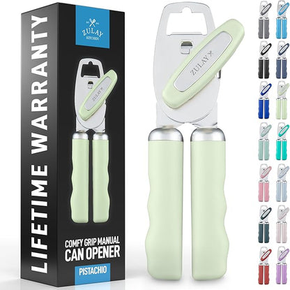 Zulay Kitchen Manual Can Opener with Bottle Opener with Turn Knob